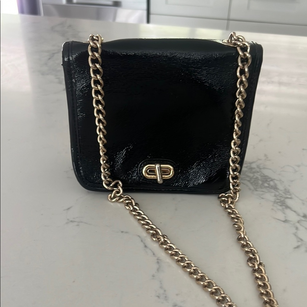 Rebecca Minkoff Black and Gold Crossbody Bag with Chain Strap